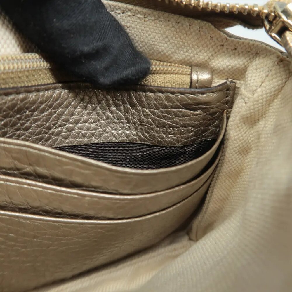 100% Authentic GUCCI Soho Champagne Leather Clutch Bag 323-091424 - Picture 11 of 12